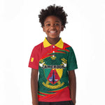 Personalized Cameroon Kid Polo Shirt with Cameroun Coat of Arms and African Pattern