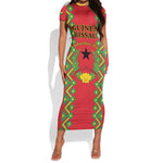 Guinea-Bissau Short Sleeve Bodycon Dress Unidade Luta Progresso LT01