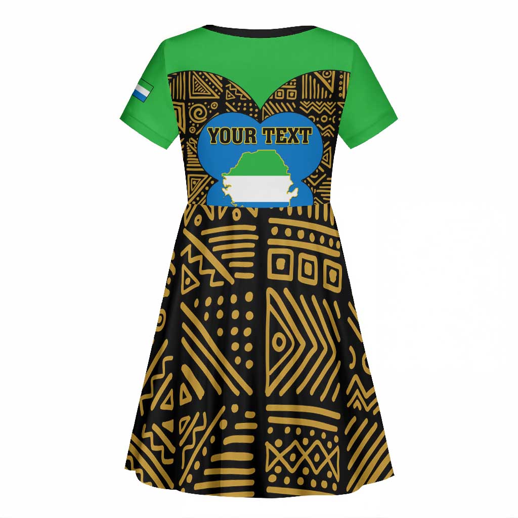 Sierra Leone Independence Day 2024 Kid Short Sleeve Dress Happy 63rd Anniversary African Pattern