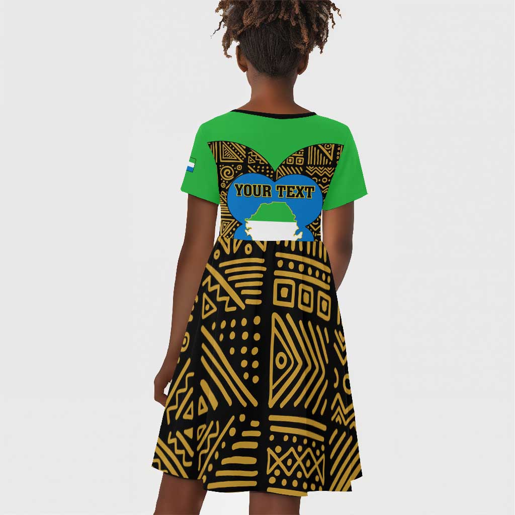Sierra Leone Independence Day 2024 Kid Short Sleeve Dress Happy 63rd Anniversary African Pattern