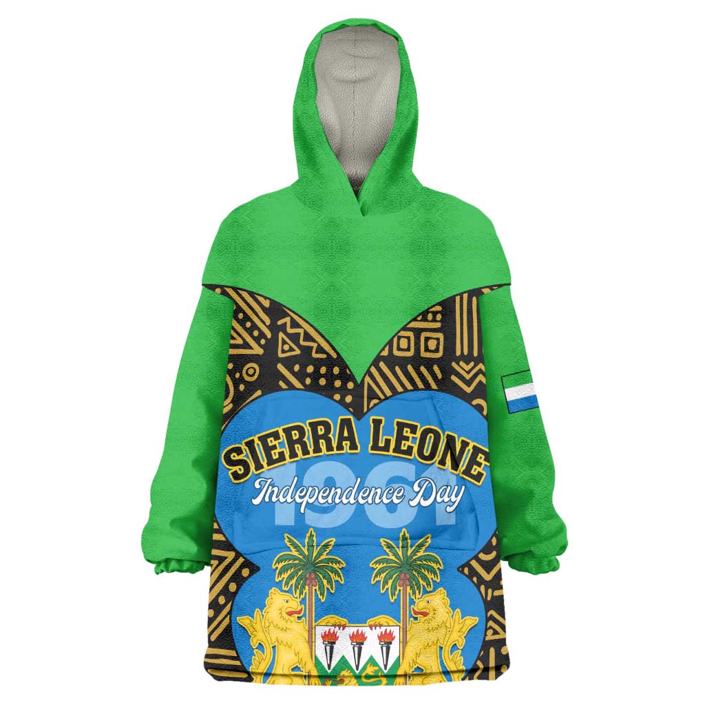 Sierra Leone Independence Day 2024 KId Wearable Blanket Hoodie Happy 63rd Anniversary African Pattern
