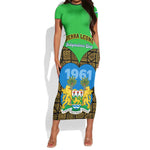 Sierra Leone Independence Day 2024 Short Sleeve Bodycon Dress Happy 63rd Anniversary African Pattern LT01