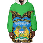 Sierra Leone Independence Day 2024 Wearable Blanket Hoodie Happy 63rd Anniversary African Pattern