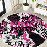 Pink Power Graffiti Round Carpet Breast Cancer Awareness - African Pride