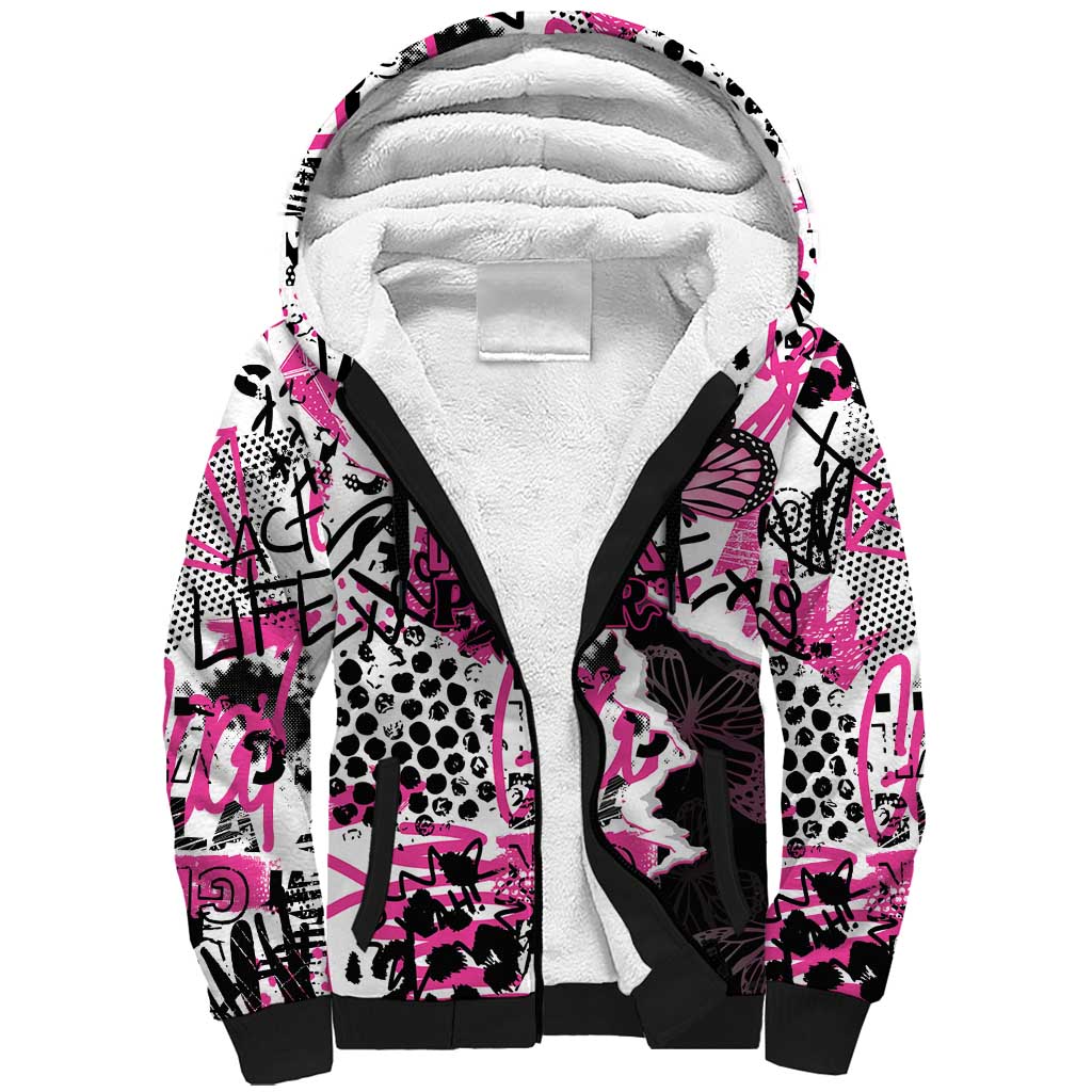 Afro Breast Cancer Awareness Dashiki Sherpa Hoodie Glamorous Pink LT7 main image 1