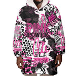 Personalized Pink Power Graffiti Wearable Blanket Hoodie Breast Cancer Awareness - African Pride