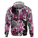 Personalized Pink Power Graffiti Zip Hoodie Breast Cancer Awareness - African Pride