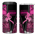Pink Ribbon Animals Skin African Mixed 4 in 1 Can Cooler Tumbler Zipper Stylized - African Pride