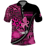 Pink Ribbon Animals Skin African Mixed Polo Shirt Zipper Stylized - African Pride