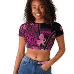 Pink Ribbon Animals Skin African Mixed Raglan Cropped T shirt Zipper Stylized - African Pride