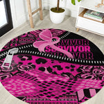 Pink Ribbon Animals Skin African Mixed Round Carpet Zipper Stylized - African Pride