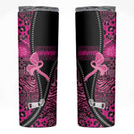 Pink Ribbon Animals Skin African Mixed Skinny Tumbler Zipper Stylized - African Pride