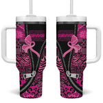 Pink Ribbon Animals Skin African Mixed Tumbler With Handle Zipper Stylized - African Pride