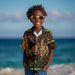 Kwanzaa Festival Kid Hawaiian Shirt with Kinara Candles and African Pattern