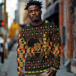 Kwanzaa Festival Long Sleeve Shirt with Kinara Candles and African Pattern LT01