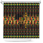 Kwanzaa Festival Shower Curtain with Kinara Candles and African Pattern