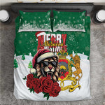 Morocco Christmas Bedding Set Santa Lion With Rose Xmas Vibe