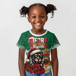Morocco Christmas Kid T shirt Santa Lion With Rose Xmas Vibe