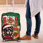 Morocco Christmas Luggage Cover Santa Lion With Rose Xmas Vibe