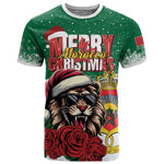Morocco Christmas T shirt Santa Lion With Rose Xmas Vibe