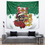 Morocco Christmas Tapestry Santa Lion With Rose Xmas Vibe