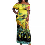 Personalized Jamaica Sleng Teng Riddim Off Shoulder Maxi Dress Booyaka Booyaka - African Pride