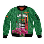 Personalized Icitungu ca Zambia Sleeve Zip Bomber Jacket Africa Bougainvillea