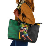 Proud of Jamaican Leather Tote Bag Faster Than Lightning-9.58 Seconds - African Pride