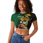 Proud of Jamaican Raglan Cropped T shirt Faster Than Lightning-9.58 Seconds - African Pride