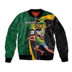 Proud of Jamaican Sleeve Zip Bomber Jacket Faster Than Lightning-9.58 Seconds - African Pride