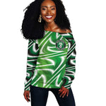 Custom Nigeria Football Off Shoulder Sweater Sporty Super Eagles