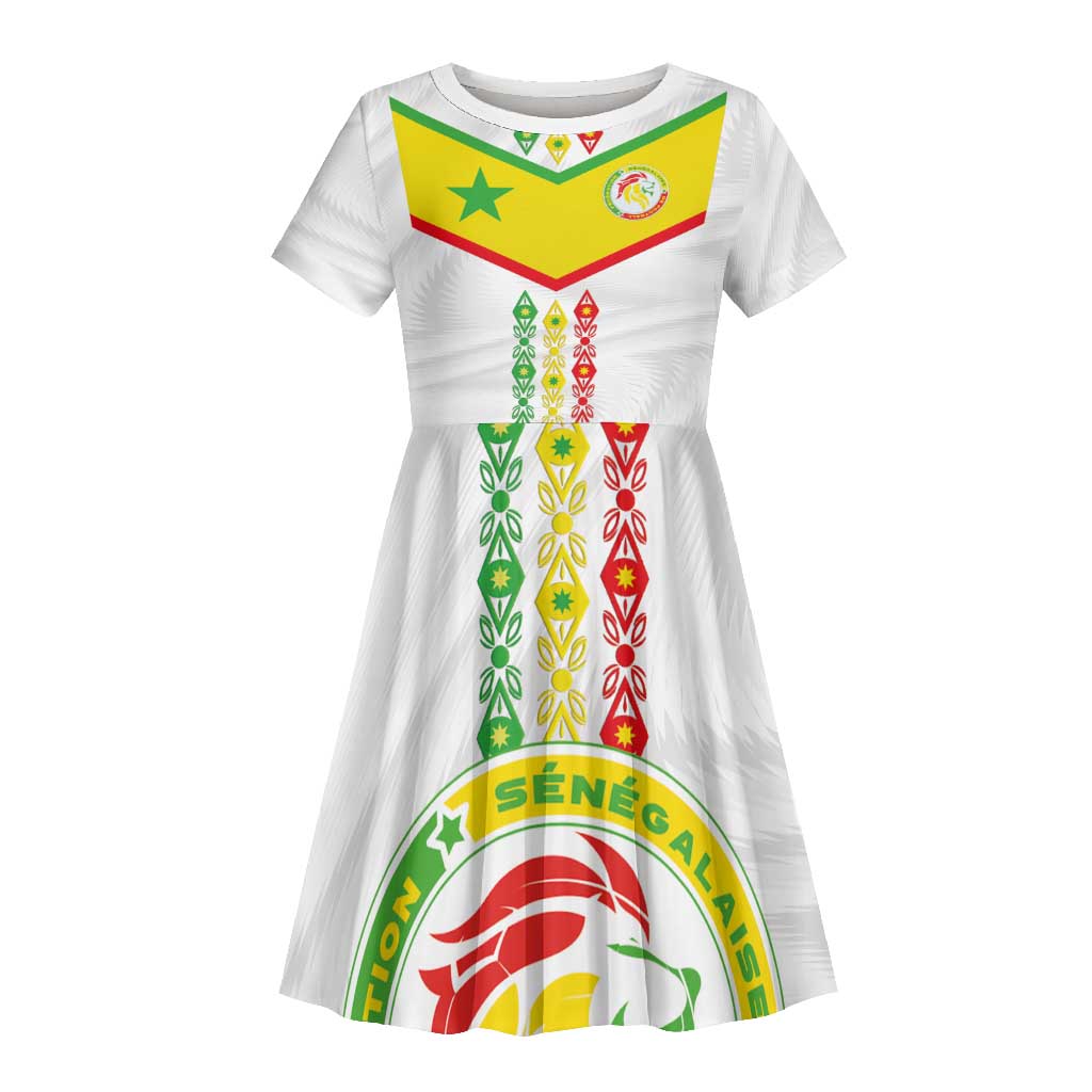 Custom Senegal Football Kid Short Sleeve Dress Tricolor African Stripes Motif Sporty Style - African Pride