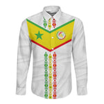 Custom Senegal Football Long Sleeve Button Shirt Tricolor African Stripes Motif Sporty Style - African Pride