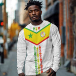 Custom Senegal Football Long Sleeve Shirt Tricolor African Stripes Motif Sporty Style - African Pride