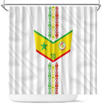 Custom Senegal Football Shower Curtain Tricolor African Stripes Motif Sporty Style - African Pride