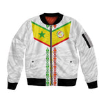 Custom Senegal Football Sleeve Zip Bomber Jacket Tricolor African Stripes Motif Sporty Style - African Pride