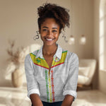 Custom Senegal Football Women Casual Shirt Tricolor African Stripes Motif Sporty Style - African Pride