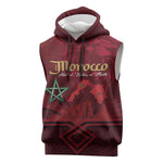 Happy Proclamation of Independence of Morocco Sleeveless Hoodie Barbary Lion's Roar - Fight for Free and Peace - African Pride