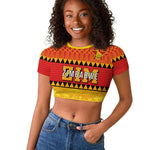 Custom Zimbabwe Cricket Raglan Cropped T shirt African Heritage Edition - African Pride