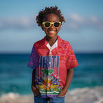 Haiti National Emblem Kid Hawaiian Shirt Dashiki and Polynesian Pattern