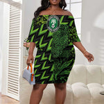 Nigeria Football Custom Off Shoulder Short Dress Champions-Super Eagles - African Pride