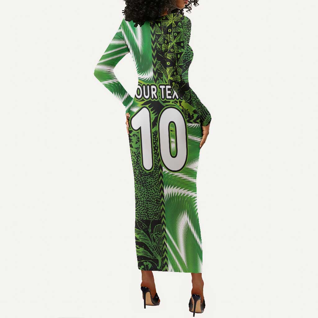 Nigeria Football Custom Long Sleeve Bodycon Dress Super Eagles-Africa Spirit - African Pride