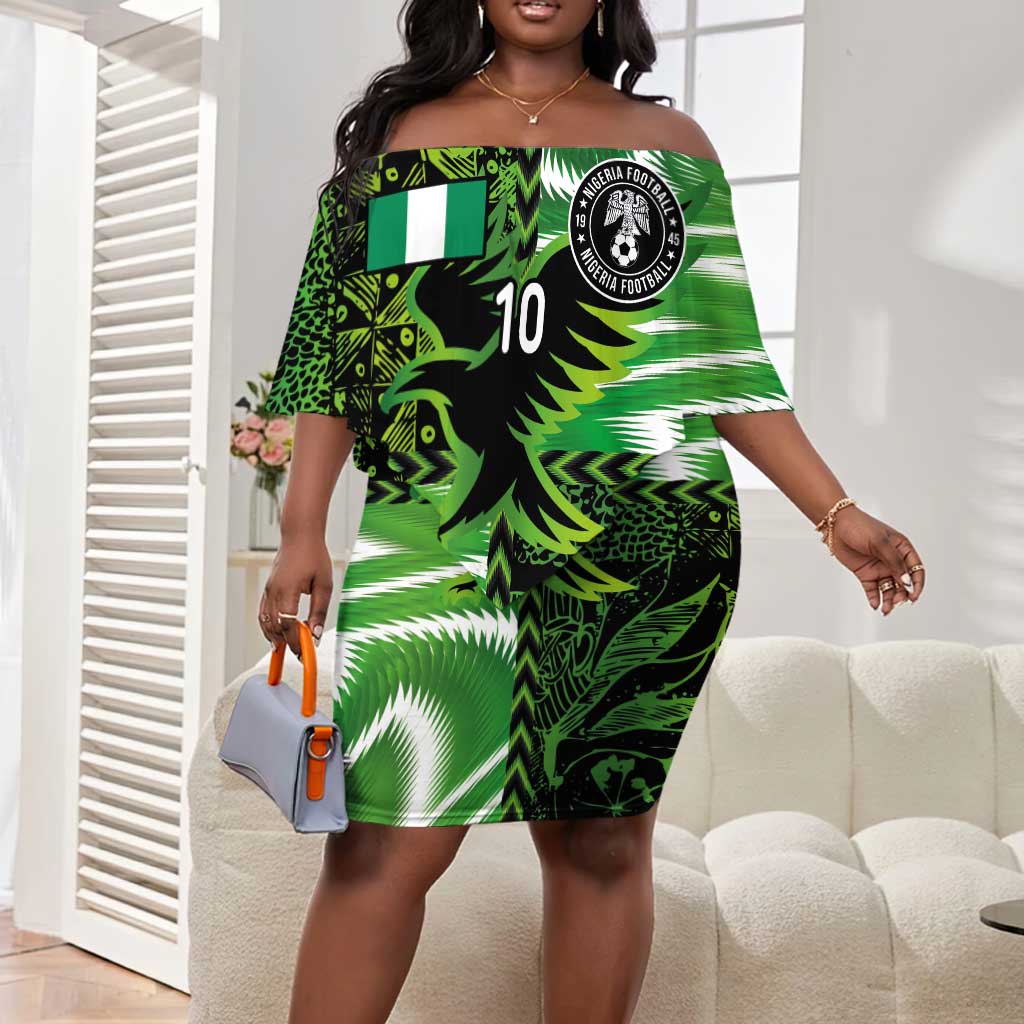 Nigeria Football Custom Off Shoulder Short Dress Super Eagles-Africa Spirit by African Pride Nigeria Football Custom Off Shoulder Short Dress Super Eagles-Africa Spirit by African Pride
