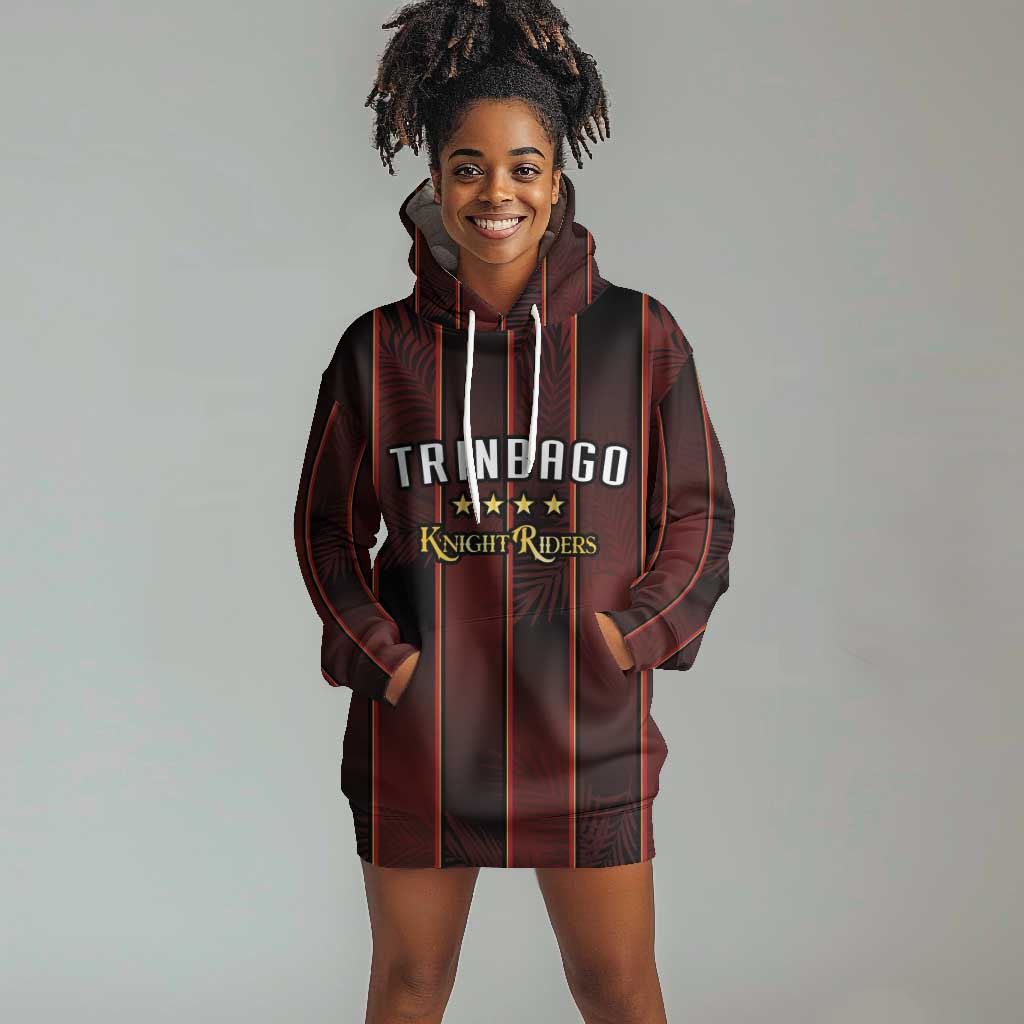 Custom Afro-Trinbago Cricket Knight Riders Hoodie Dress Palm Leaves Stripes Style - African Pride