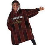 Custom Afro-Trinbago Cricket Knight Riders Kid Wearable Blanket Hoodie Palm Leaves Stripes Style - African Pride