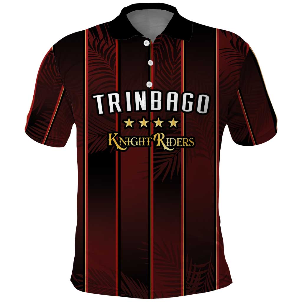 Custom Afro-Trinbago Cricket Knight Riders Polo Shirt Palm Leaves Stripes Style - African Pride