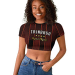 Custom Afro-Trinbago Cricket Knight Riders Raglan Cropped T shirt Palm Leaves Stripes Style - African Pride