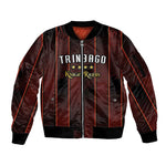 Custom Afro-Trinbago Cricket Knight Riders Sleeve Zip Bomber Jacket Palm Leaves Stripes Style - African Pride