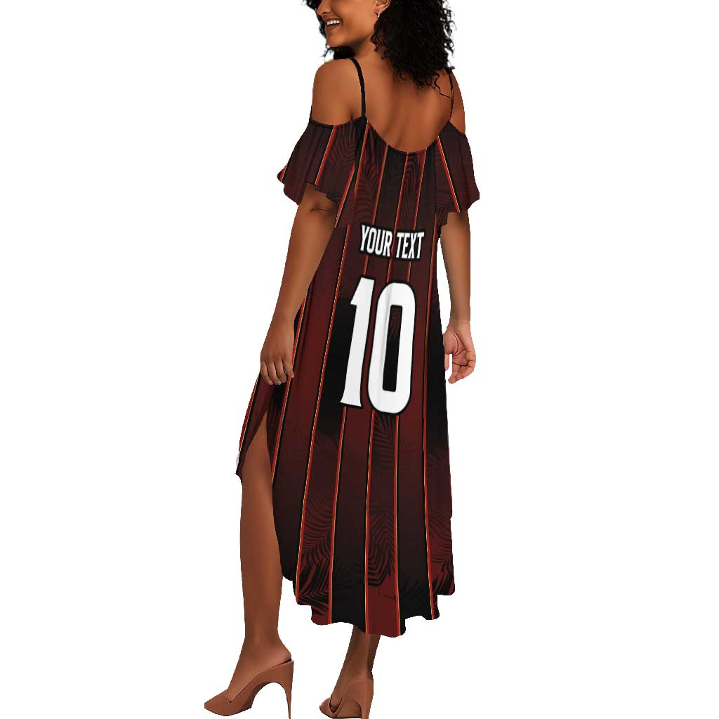 Custom Afro-Trinbago Cricket Knight Riders Summer Maxi Dress Palm Leaves Stripes Style - African Pride