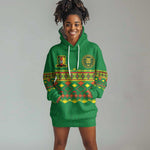 Custom Cameroon Football Hoodie Dress Tribal Motifs Green Color - African Pride